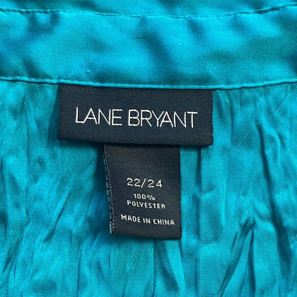 Lane Bryant Teal Long Sleeve Button Front Shirt Size 22/24 - Picture 2 of 6